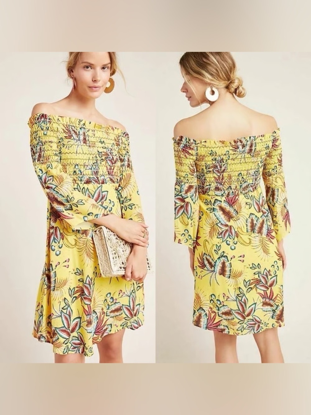 Anthropologie x FARM RIO Bria Smocked Off the Shoulder Dress